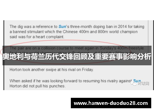 奥地利与荷兰历代交锋回顾及重要赛事影响分析